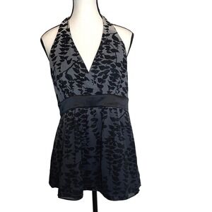 VTG Express Babydoll Halter‎ Top Fairygrunge Vamp Witchy Whimsygoth Silk Size 12